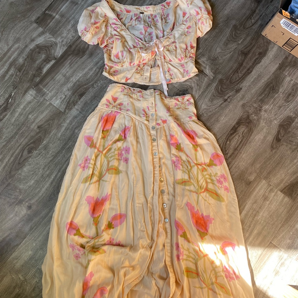 Free people floral two piece set